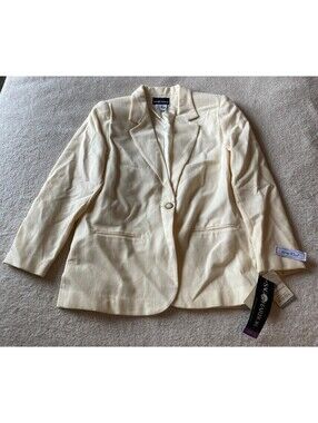 VTG NEW Sag Harbor Cream Ivory 100% Wool Blazer Jacket Women's 16 NWT 80s 90s